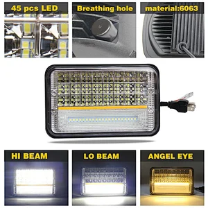 Waterproof led headlight 45w work light bar truck light for truck offroad vehicle cars