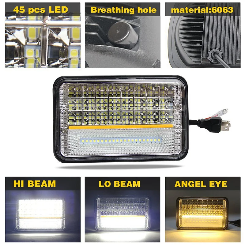 Waterproof led headlight 45w work light bar truck light for truck offroad vehicle cars