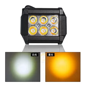 Luces led 18w dual color luz led para camion faros barra led para carro car led work light