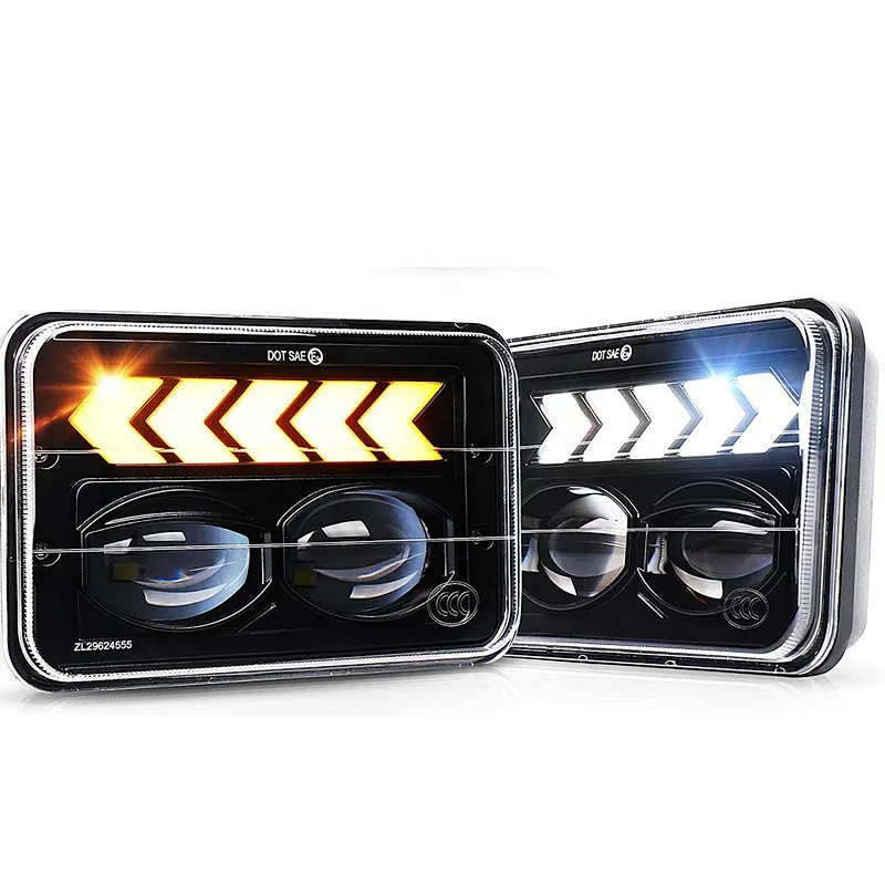 Square auto truck offroad Faro Headlight 4x4 LUCES DE LED AUTOMOTRIZ 4*6 5PULGADAS ALTA BAJA LUZ DRL