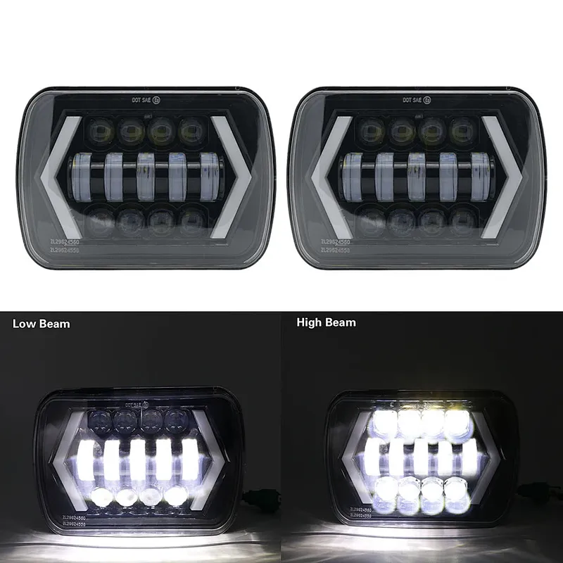 Factory Wholesale Square 50w 12v/24v  Car Led Square Headlight 7 Inch Led Truck Light Led Work Light With Drl