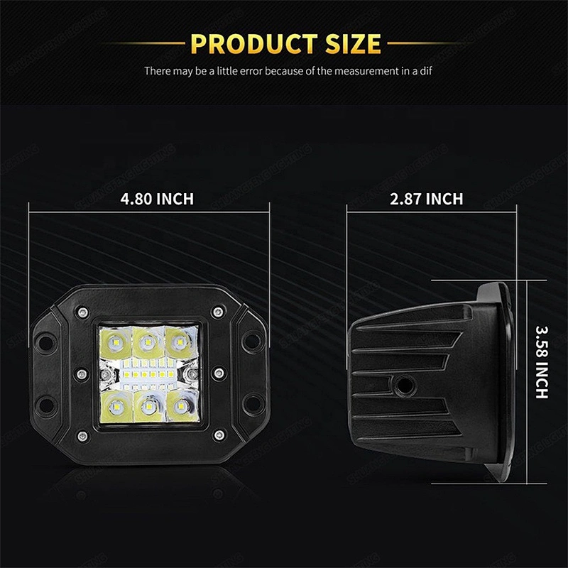 BARRA LED PARA CARRO 4.5 Inch Square Side Lamp 24W Flush Mount Led Work Light Pods Driving Off Road 4WD Truck Car