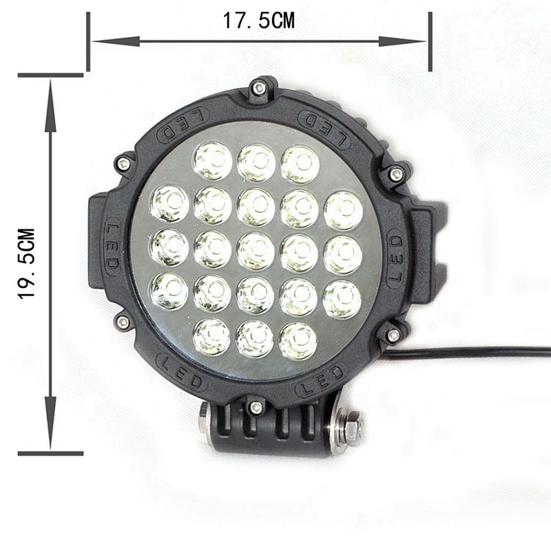 LED luces coche luz de trabajo bar lights for car led 63w round red shape redonda faro para moto