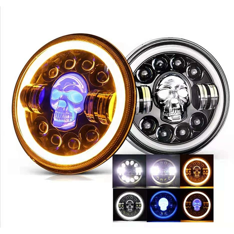 Skull RGB Super Bright LED Lamp Angle Eyes Daymaker Halo Ring DRL Round CRANEO ETSROBE