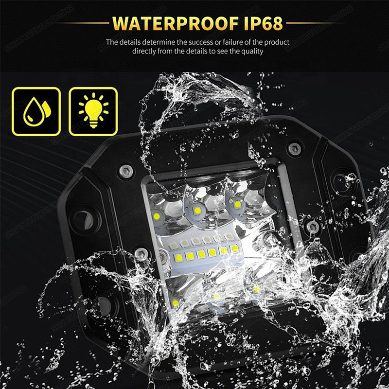 BARRA LED PARA CARRO 4.5 Inch Square Side Lamp 24W Flush Mount Led Work Light Pods Driving Off Road 4WD Truck Car