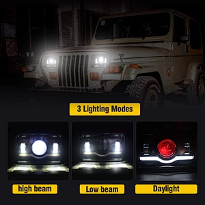 6*4 5inch  Led Headlight  High Low Beam DRL Led DRL Amber Turn Signal FOCO AUTOMOTRIZ