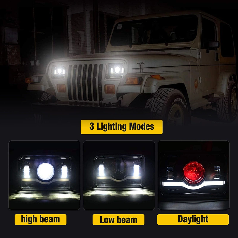 6*4 5inch  Led Headlight  High Low Beam DRL Led DRL Amber Turn Signal FOCO AUTOMOTRIZ