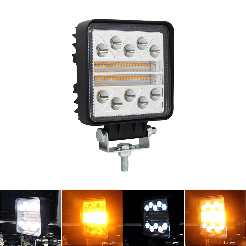 Factory Direct LED Car Headlight 4*4 Yellow and White Double Flashing Spotlight LED Work Light Suitable For Off-road Trucks