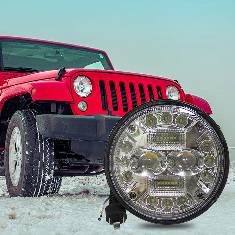 Custom High Power Cob Round Auto Motorcycles Front Light 12 Volt 7 Inch Off Road Car Led Headlight For Moto