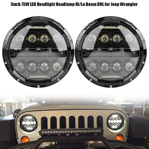 75W 13 LED 3030 Lens Chip LED Headlight Wrangler Near Far Light Waterproof ip67 High Quality