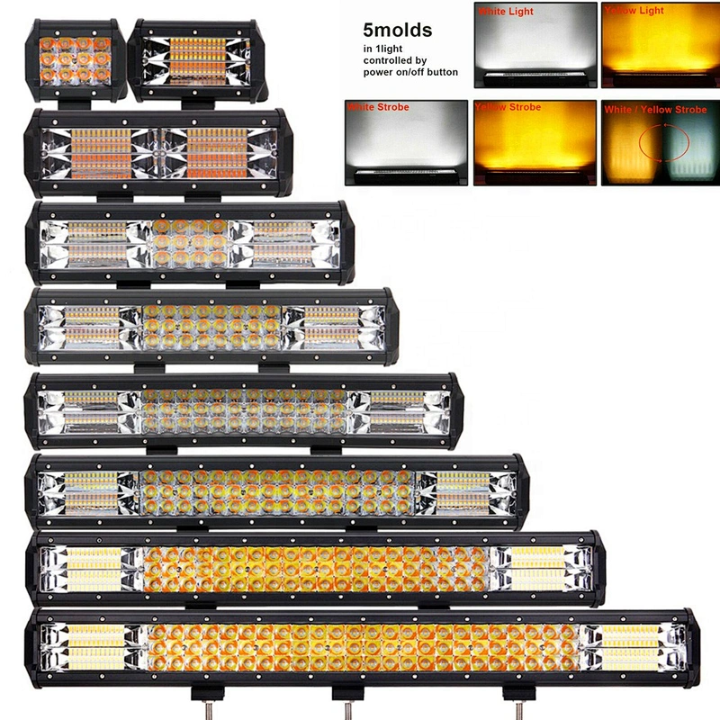 12V-24V CAR LED Work Light  Truck Motorcycle SUV ATV Car Boat  amber led bar FLASH 5 FUNCTIONS