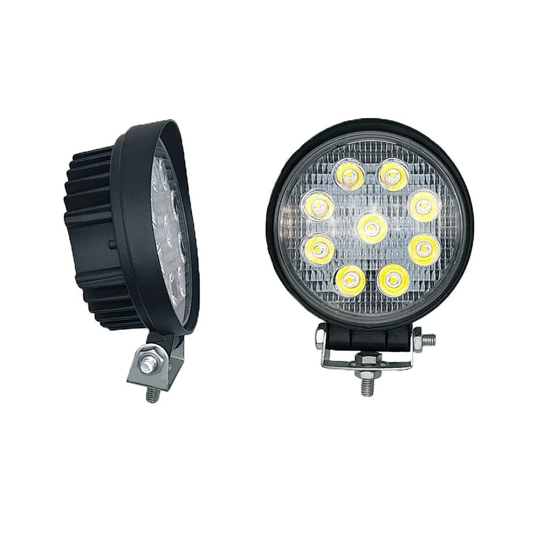 Round shape Led Work Light Bar 27W Driving Pods Spot Beam Work Lamp for Off-Road Suv Boat 4X4 Jeep JK 4Wd Truck 12V-24V