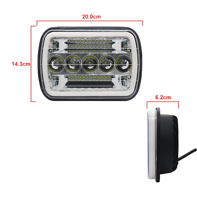 2021 50W Rectangle Hi/Low DRL Amber Turn Light Daymaker Led Headlight 5x7 for Offroad 4x4 Headlight Led 5x7