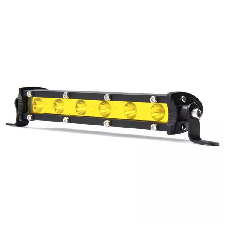 Hot selling single row led light bar 4x4 3d spot led 18w yellow straight slim led light bars off road lights
