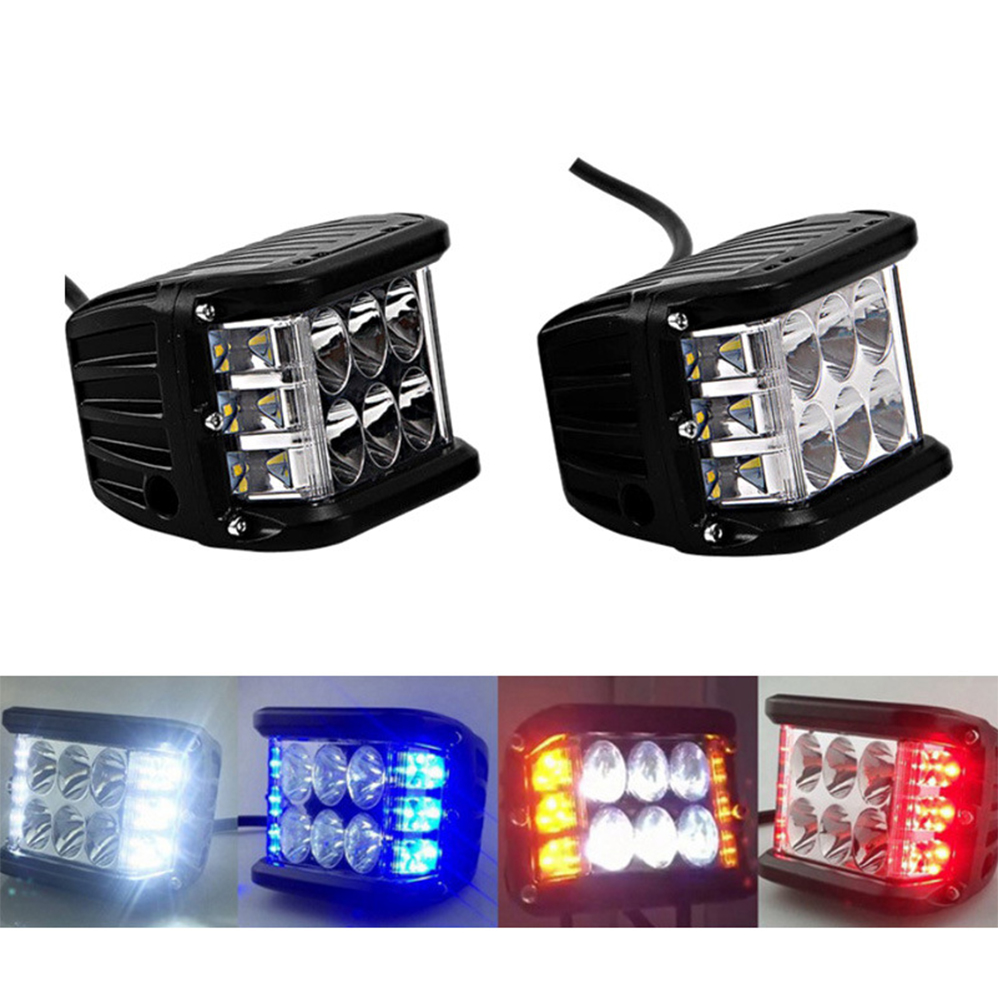 Dual Color 72W LED Work Light Strobe car Light Bar Flashing Auto Fog Light for Truck Motorcycle SUV ATV Car Boat
