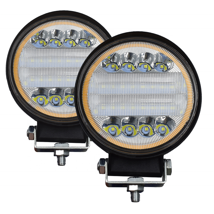 Round 45w super bright led yellow white lighting blanco amarillo luces led work light para vehiculo