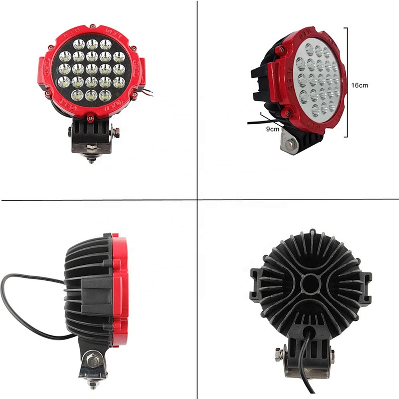 LED luces coche luz de trabajo bar lights for car led 63w round red shape redonda faro para moto