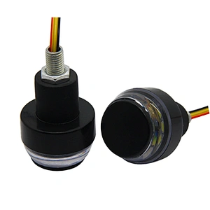 Pair 12VDC Motorcycle LED handlebar end lights dual 2color LED moto Indicator Grip Plug turn signal light side marker lamp