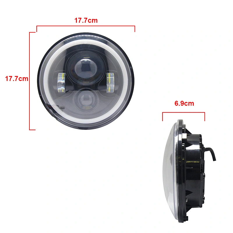 Factory Supply Round 7inch Led Headlight Halo Angle Eyes DRL Headlamp for Car Motorcycle Jeeps Wrangler Offroad SUV ATV