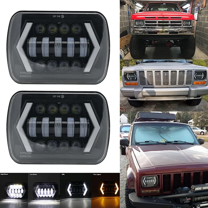 Factory Wholesale Square 50w 12v/24v  Car Led Square Headlight 7 Inch Led Truck Light Led Work Light With Drl
