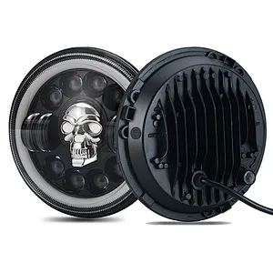 Skull RGB Super Bright LED Lamp Angle Eyes Daymaker Halo Ring DRL Round CRANEO ETSROBE