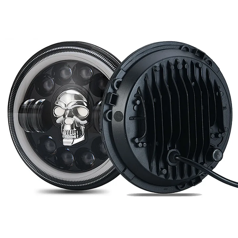 Skull RGB Super Bright LED Lamp Angle Eyes Daymaker Halo Ring DRL Round CRANEO ETSROBE