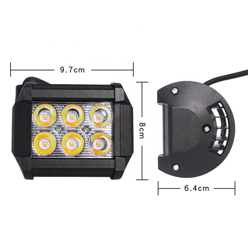 Luces led 18w dual color luz led para camion faros barra led para carro car led work light