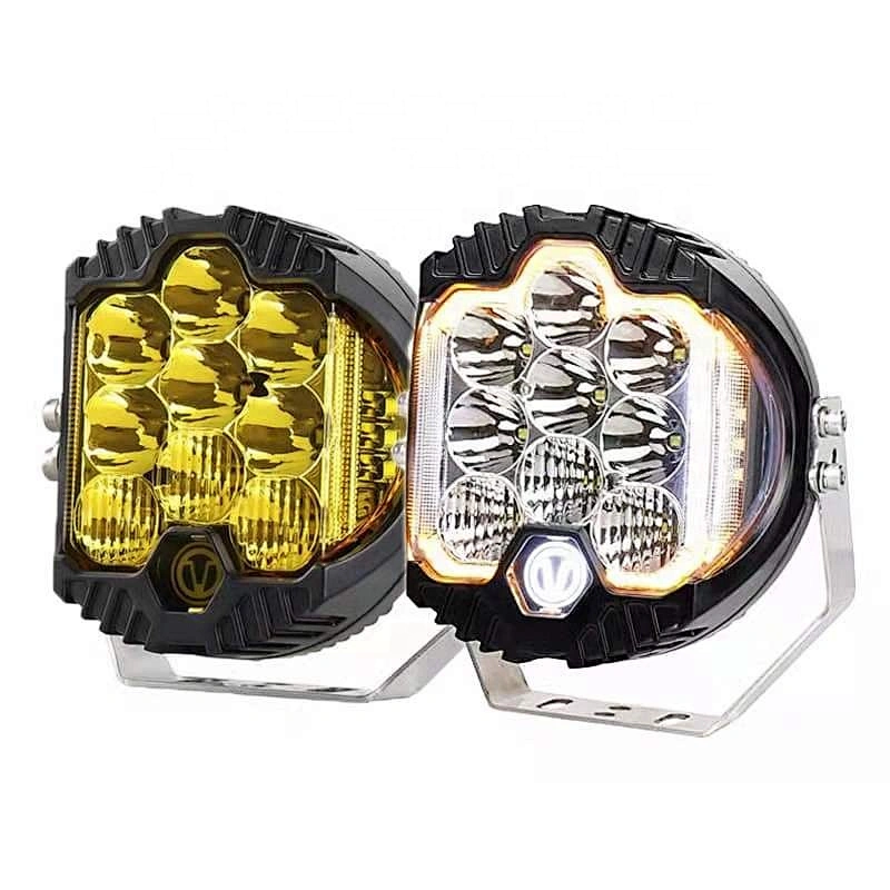 2021 NEW PONTENTE FARO LED REDONDO 5/7/9 INCH MICA AMARILLA ,FLASH FIJO DUAL FOCO LED