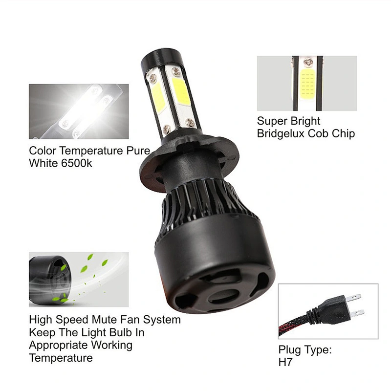Car 6000K 8000LM automatic H4 H7 H11 9005 LED headlights 4 sides luces led para carro auto accessories