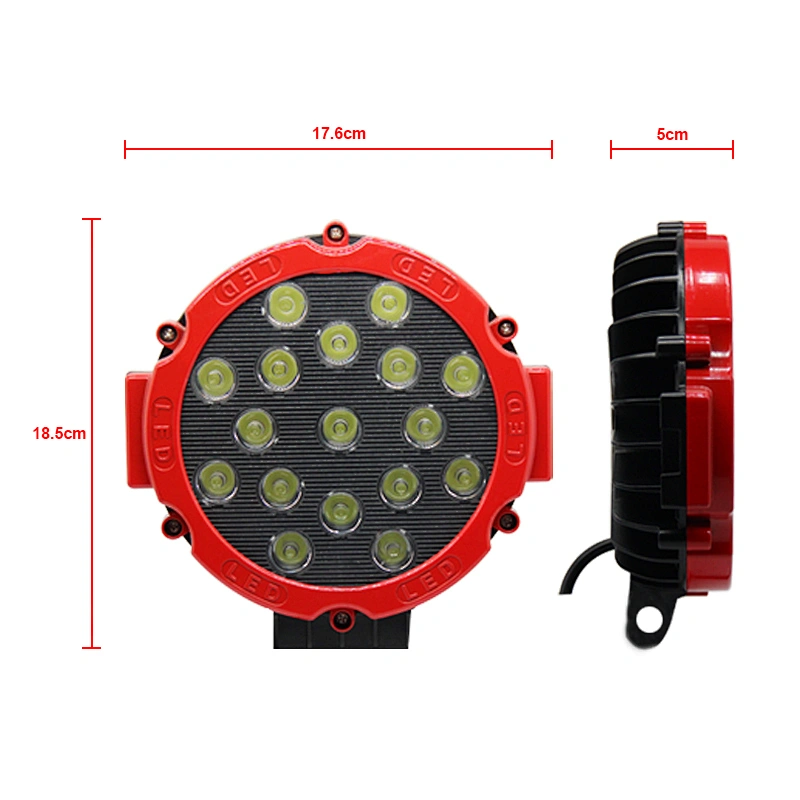 LED automotriz cool red round shape 51w barra de  luz  led conduccion auto car led work light luz trabajo