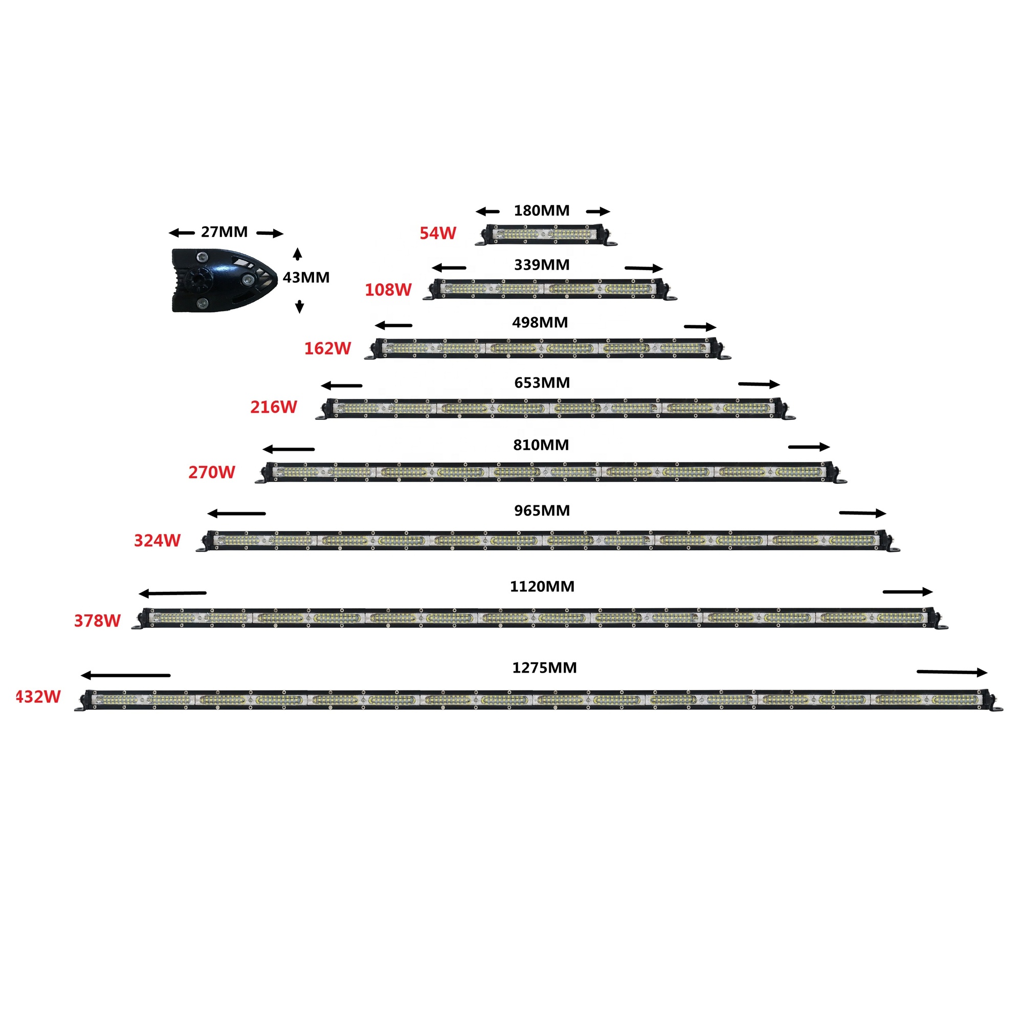 6000k 8000k cob led chip car LED light bar work driving modified off-road vehicle front light