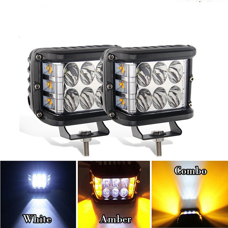 Dual Color 72W LED Work Light Strobe car Light Bar Flashing Auto Fog Light for Truck Motorcycle SUV ATV Car Boat
