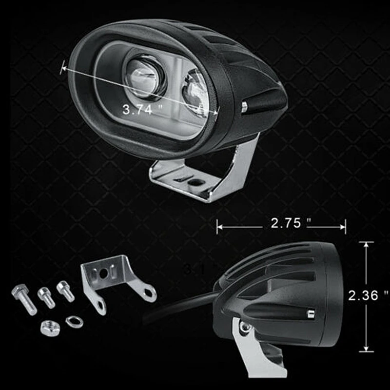 4D Lens White Spotlight 20W Led Work Light Bars LED Spot Driving Fog Light for Motorcycle ATV UTV Truck SUV Offroad