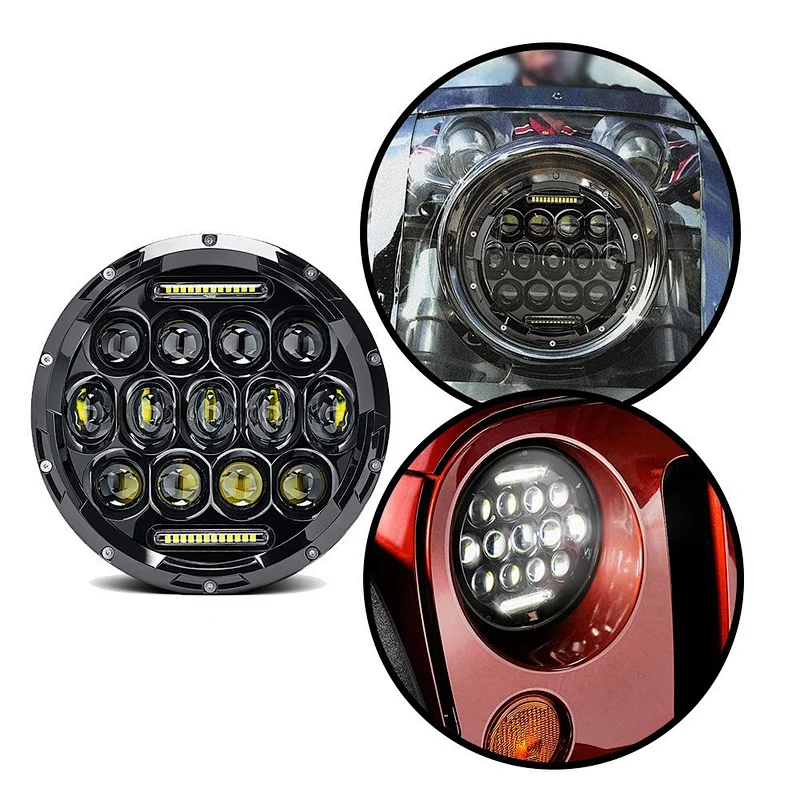 75W 13 LED 3030 Lens Chip LED Headlight Wrangler Near Far Light Waterproof ip67 High Quality