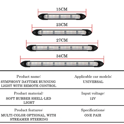 2pcs Car Led Drl Daytime Running Light Waterproof Flexible 12v Decorative Sequential Headlight Turn Signal Yellow Flow Day Light
