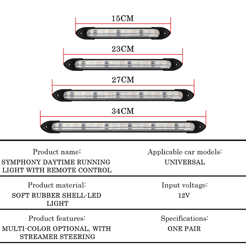 2pcs Car Led Drl Daytime Running Light Waterproof Flexible 12v Decorative Sequential Headlight Turn Signal Yellow Flow Day Light