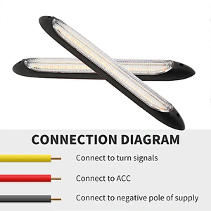 2pcs Car Led Drl Daytime Running Light Waterproof Flexible 12v Decorative Sequential Headlight Turn Signal Yellow Flow Day Light