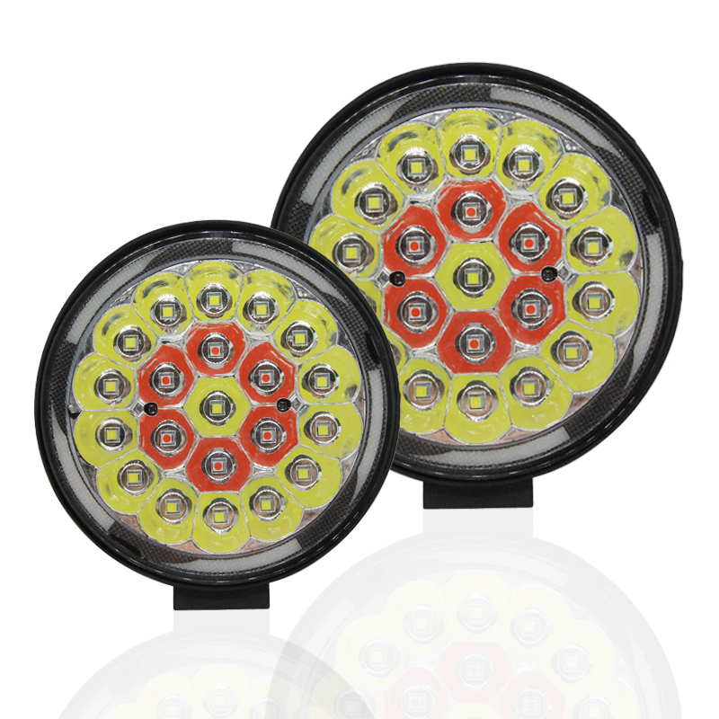 63W Work Light bar Modified LED Spotlight Red Blue white flash Modified lights for Motorcycle SUV Car