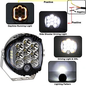 Combo Be Round 4x4 Car Led Driving Light for 4WD High Power Super Bright 90W 150w 5'' inch 7'' inch 9'' inch Led Work Light