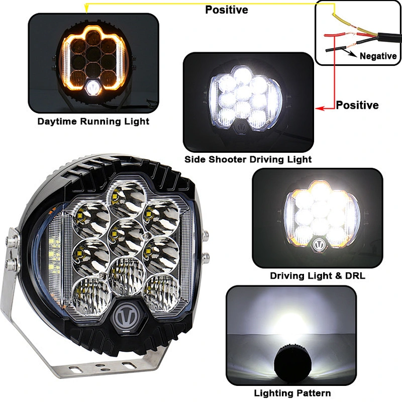 Combo Be Round 4x4 Car Led Driving Light for 4WD High Power Super Bright 90W 150w 5'' inch 7'' inch 9'' inch Led Work Light