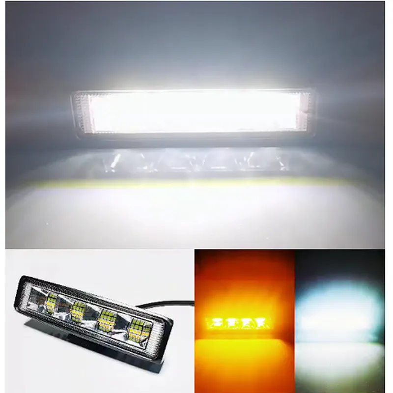 72w Work Light White And Amber Strobe Light Bar For Car 4x4 Off Road Tractor Trailer Suv Spot Combo Lamp Led Headlights