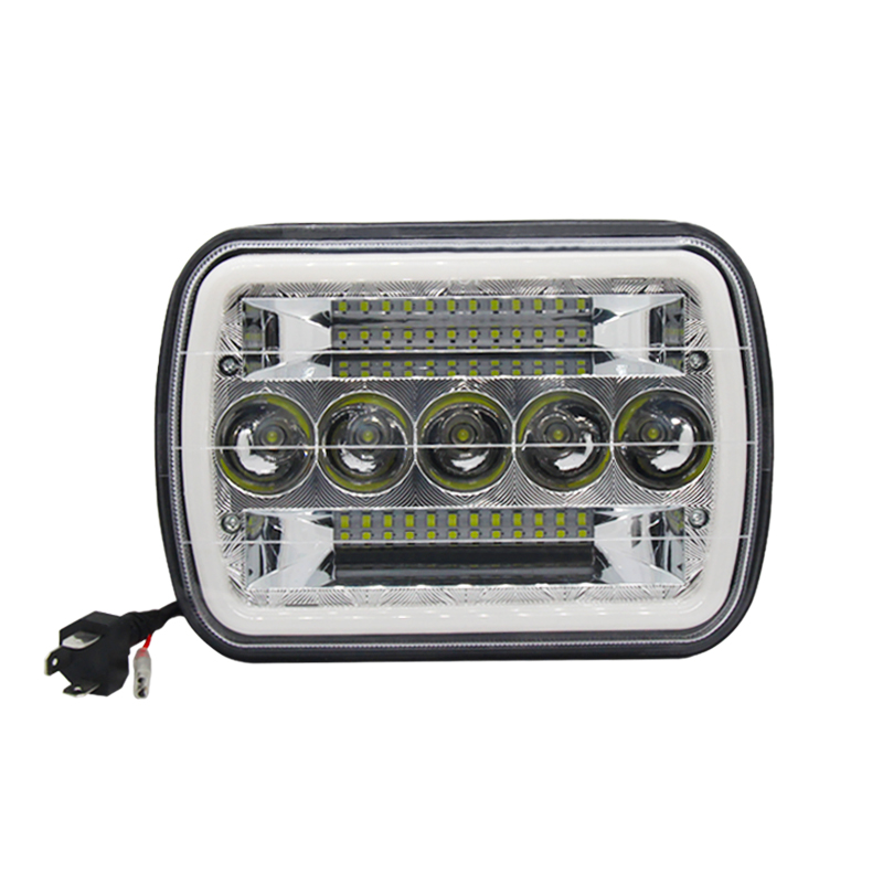 2021 50W Rectangle Hi/Low DRL Amber Turn Light Daymaker Led Headlight 5x7 for Offroad 4x4 Headlight Led 5x7