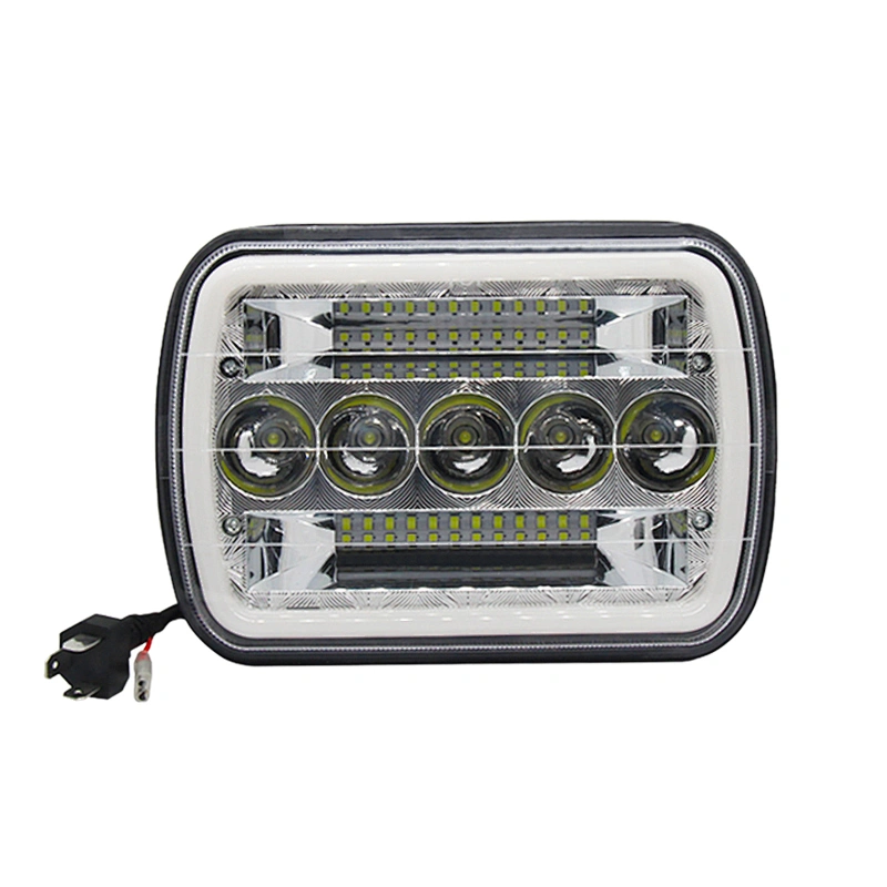2021 50W Rectangle Hi/Low DRL Amber Turn Light Daymaker Led Headlight 5x7 for Offroad 4x4 Headlight Led 5x7