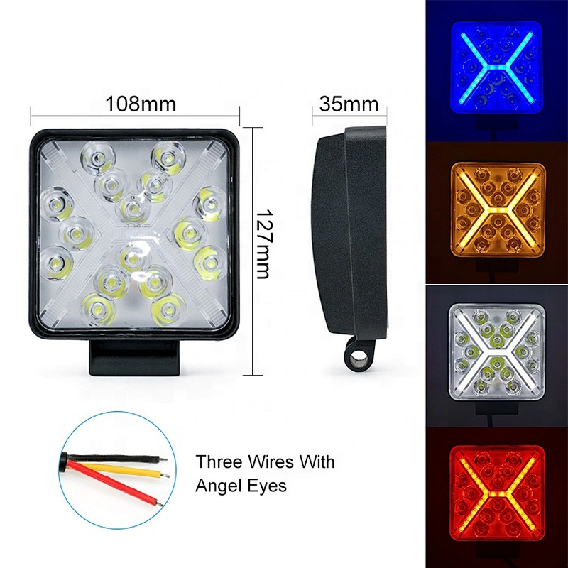 4.3INCH Car LED work  Ring LED light lamp work light 12v led car light with amber angel eyes DRL