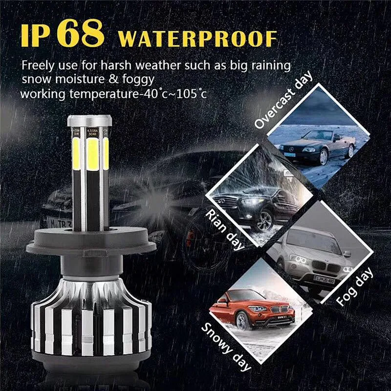 focos led headlight automatic 6caras 6sides cob chip LED Headlights H7 H4 6500K