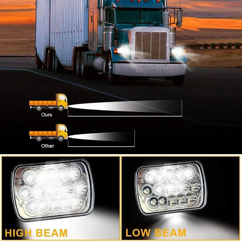 7 INCH 60W Square Rectangular Headlight Headlamp High quality 5x7 Square LED Headlights for Jeep Cherokee XJ accessories