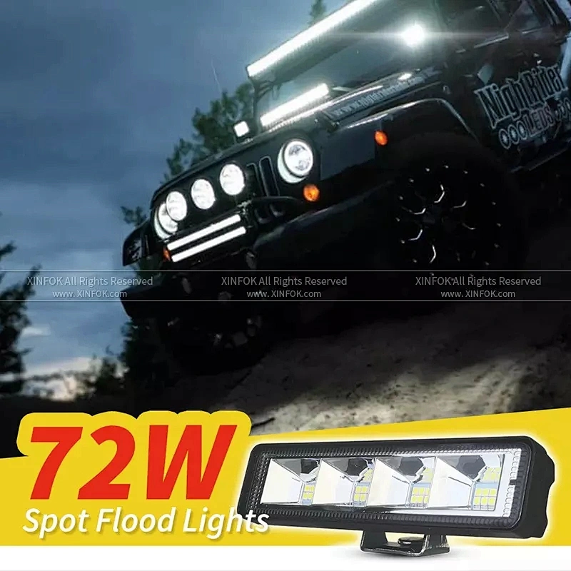 72w Work Light White And Amber Strobe Light Bar For Car 4x4 Off Road Tractor Trailer Suv Spot Combo Lamp Led Headlights