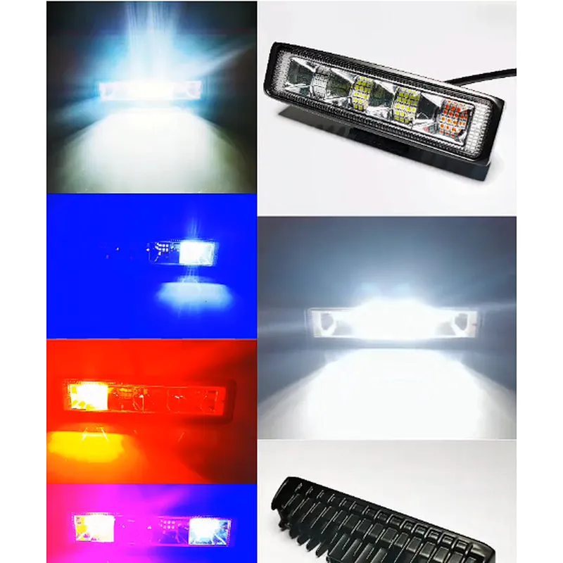 72w Work Light Red And Blue Strobe Light Bar For Car 4x4 Off Road Tractor Trailer Suv Spot Combo Lamp Led Headlights