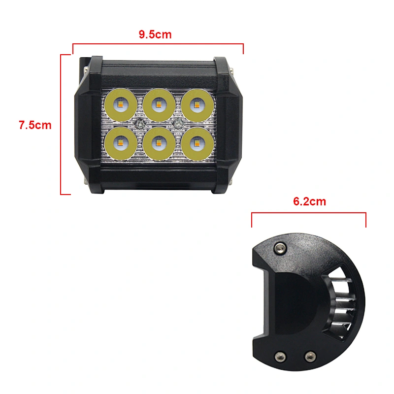 12v 24v flood beam bar car suv atv off-road driving work light bar IP68 18W dual color yellow white blue spot flood 4x4 DRL lamp