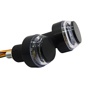 Pair 12VDC Motorcycle LED handlebar end lights dual 2color LED moto Indicator Grip Plug turn signal light side marker lamp